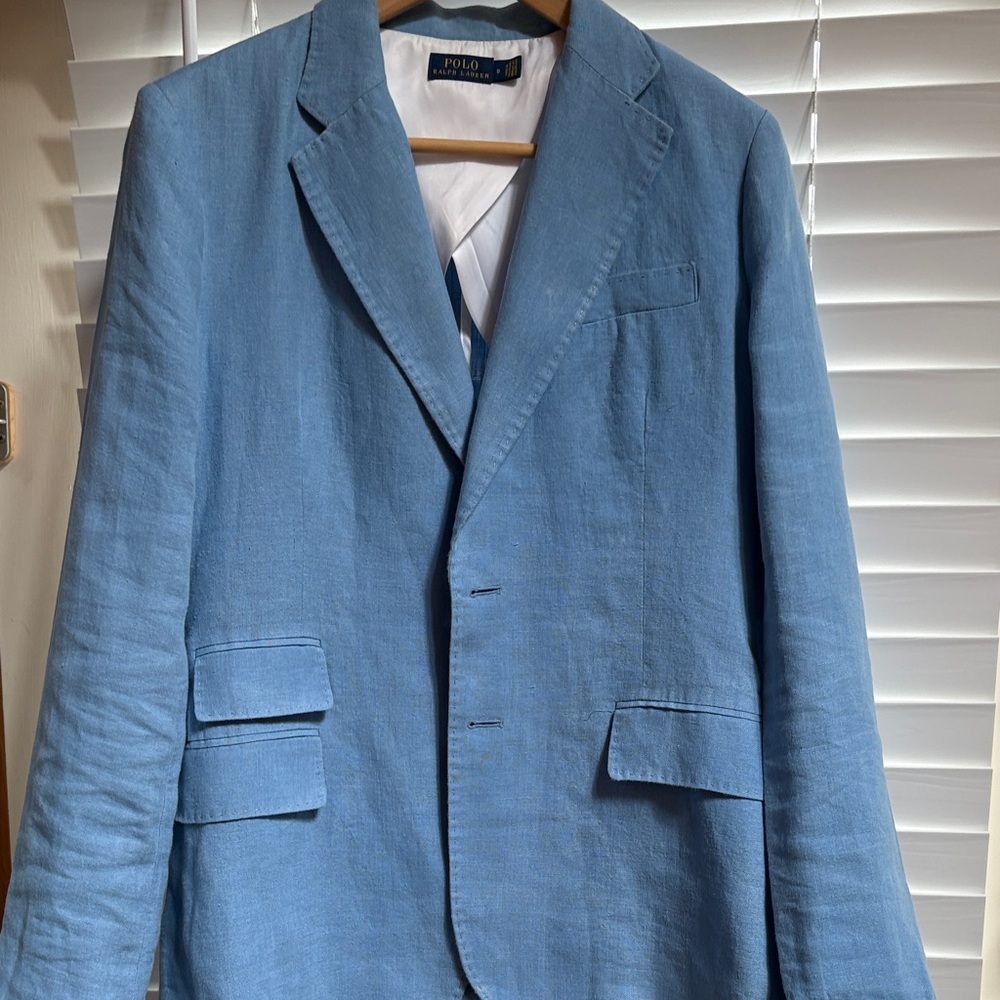 Polo by Ralph Lauren Light Blue Sport Coat; linen, partially lined